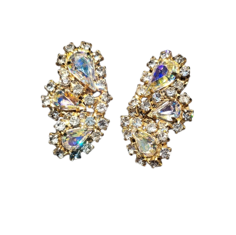 Alice Caviness Rhinestone Clip On Earrings